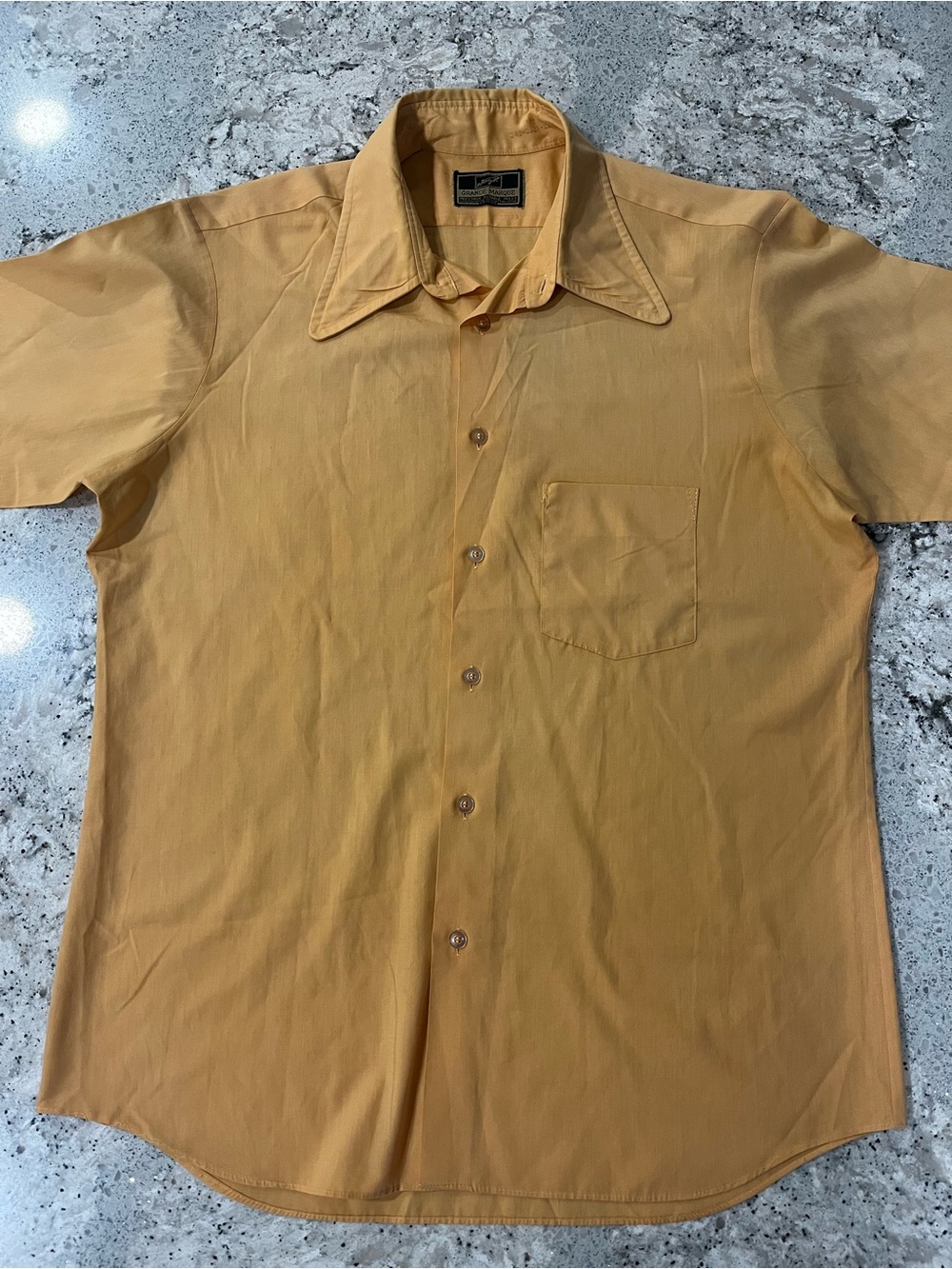 Men's Vintage Orange 60s 70s Short-Sleeve Button-Down Shirt